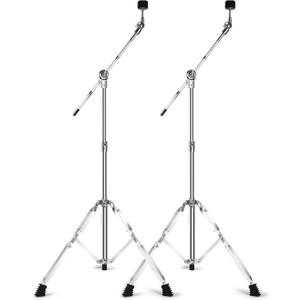 2 Pack Boom Cymbal Stand, Adjustable Cymbal Stand for Drum Hardware Percussion Mount Holder Gear Set Drum Hardware Set for Mounting Crash, Ride, Splash Cymbals, Double Braced Legs with Rubber Feet