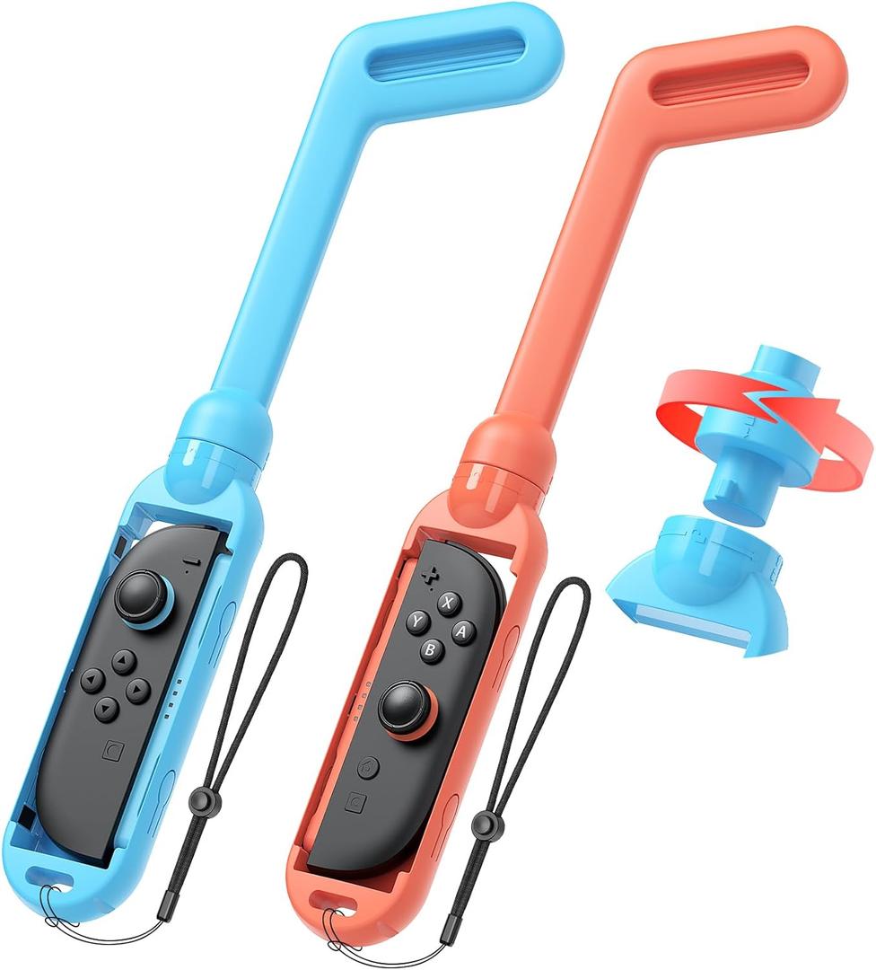 MENEEA [for  /] Golf Club Grip for Nintendo Switch 2/Switch 1 Joy-Con| for Mario Golf Nintendo Switch Game Accessories & Mario Golf Super Rush| Rotatable Clubhead,Detachable Storage