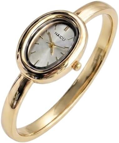 Women's Bangle Bracelet Watch, Oval Dial, Roman Numeral, Elegant Style