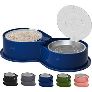 Stainless Steel Dog Bowl Set with Lids, 304 Metal Dual Food & Water Bowls for Dogs & Cats, Large Capacity Pet Feeder with Cover Keeps Food Fresh, Anti-Skid Dog Dish for Small/Medium/Large Pets (Blue)
