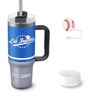 Tumbler 30oz Straight Skinny Car Cups With Insulated Cup Sleeve Portable Handle, Sports Travel Coffee Mug, Stainless Steel, Insulated,Classic Collection Gifts for Fans (Los Angeles D)