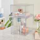 STORi Audrey Stackable Clear Bin Plastic Organizer Drawers | 2 Piece Set | Organize Cosmetics and Beauty Supplies on a Vanity | Made in USA