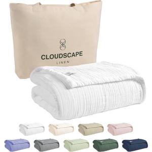 CLOUDSCAPE 8 Layer Muslin Blanket for Adults, 100% Cotton Gauze Layering Summer Blanket King Size, 92"x108" Fits Upto Cal King Bed - Heavy Weight, Breathable, All Season Soft Bedding - White