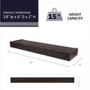 HIGH & MIGHTY 515603 Modern 18" Floating Shelf Holds up to 15lbs, Easy Tool-Free Dry Wall Installation, Flat, Retail Packaging, Espresso
