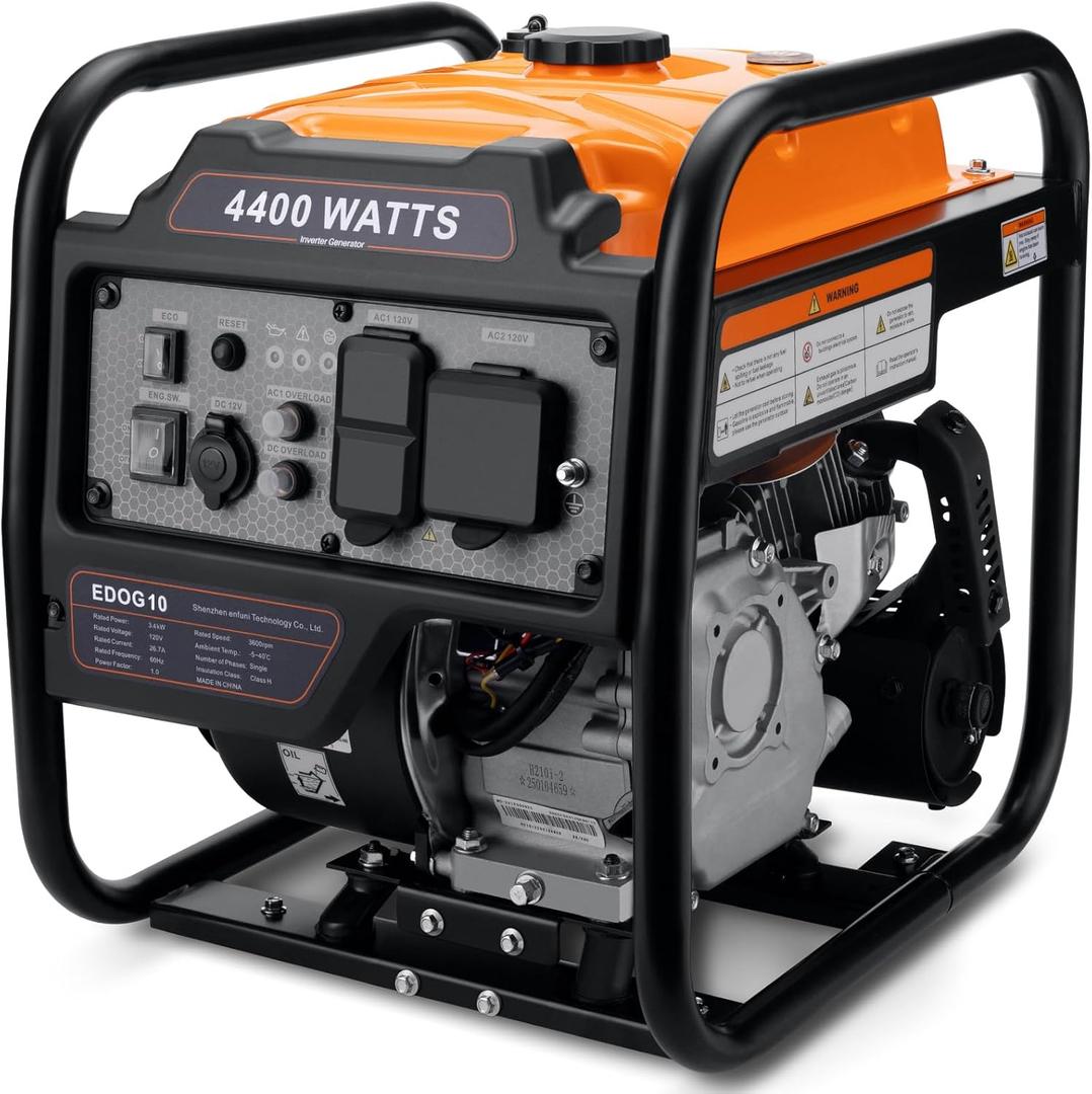 Power Equipment 4400 Watts Inverter Generator Gas Powered, Portable Open Frame Generator, Low Noise with ECO Mode, RV Ready, Emergency Home Backup