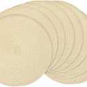 AHHFSMEI Round Braided Placemats 15 Inch Round Table Mats for Dining Tables Natural Woven Heat Resistant Place mats Set of 8 (Beige,8)