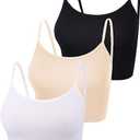 Boao 3 Pcs Crop Camisole Top Spaghetti Strap Tank Sleeveless Crop Tank Top for Women Sports, Small
