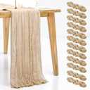 12 Pack Beige Cheesecloth Table Runner, 35x120 Inch Summer Gauze Cheese Cloth Table Runners 10 FT Beige Table Runner for Wedding Baby Shower Birthday Party Table Decors