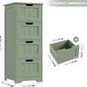 FOTOSOK Bathroom Storage Cabinet, Bathroom Cabinet with 4 Drawers, 11.8 x 11.8 x 32.5 Freestanding Entryway Cupboard Storage Organizer Unit Home Furniture Decor, Green