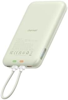 charmast 10000mAh Wired Portable Charger, 20W Fast Charging Slim Power Bank with Removable Cable for iPhone & Android, Hand-Free Battery Pack with Digital Display for Short Travel (No-Wireless)
