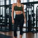 Womens Adjustable Spaghetti Strap Sports Bra Scoop Neck Yoga Crop Top Wireless Padded Workout Bra for Pilates Daily Wear (M)