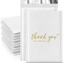 JinRuiKJ Thank You Bubble Mailers 4x8" 50 Pack, Padded Envelopes, Strong Adhesion Padded Mailers, Cushioning Padded Shipping Envelopes for Jewelry, Makeup - White