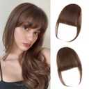 Yorda Bangs Hair Clip 100% Human Hair Clip in Bangs Fringe with Temples Wispy/French Bangs for Women Natural Looking for Daily Use (Wispy Bangs, #4)
