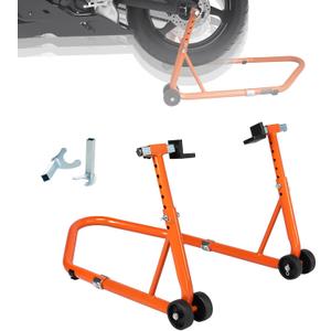 Donext Motorcycle Stand 850LB Adjustable Sport Bike Rear Wheel Lift Swingarm Paddock Stands Orange, 5 Adjustable Heights, U+L
