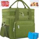Coobiiya Large Expandable Insulated Lunch Bag Cooler Bag12-23L Lunch Box for Men Double Deck LeakproofHeavy Duty LunchBag Cooler Bags for Camping, Travel, Kayaking & Beach (Green)