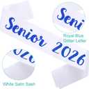 6PCS Senior 2026 Sash, Royal Blue Glitter White Finally Graduated 2026 Senior Sashes for Graduation Party Decorations Supplies