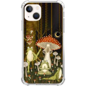 3 x Hippy Frog Yoga Collage Phone Case Compatible with iPhone 15, Mushroom Forest Case for Girl Women Men, Silicone Shockproof TPU Bumper Protective Cover Case for iPhone 15