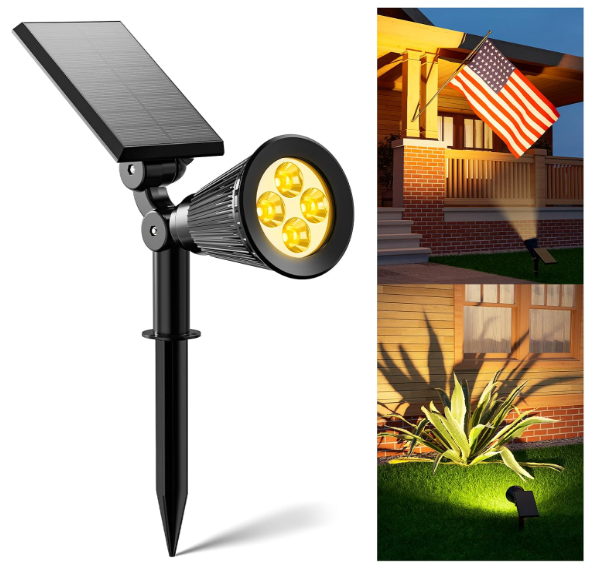 Solar Power Spot Lights Outdoor Waterproof for Christmas Decorations, Flag, Tree, Wreath, Santa Claus, Snowman, Bright LED Landscape Lamp Uplights for Outside Garden, Yard, Patio, Sidewalk,Warm White