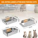 Homegroove Stainless Steel Sifting Litter Box for Pine Pellets, 23.6''Lx15.7''Wx12''H Cat Litter Box with Lid for Indoor Cats Metal Pellet Sifter Litter Pan with Plastic Scoop &10 Urine Pads (6 Inch)