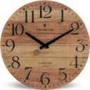 NIKKY HOME Rustic Farmhouse Wood Wall Clock - 12 Inch Battery Operated Silent Non Ticking Distressed Wooden Shiplap Clock for Kitchen, Living Room, Bedroom, Bathroom (Natural Wood)