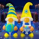 Trystway 4 FT Hanukkah Inflatable Outdoor Decorations, Chanukah Gnomes Holding Menorah and Gift Box Blow up,Build-in Led Light for Party Yard Holiday Outdoor Decor