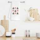 2 x Pink Bow Christmas Tree Hand Towel 16x24 Inches  Elegant Holiday Decor Towel for Bathroom, Kitchen or Guest Room