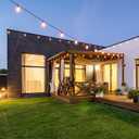Afirst Solar Outdoor String Lights 24FT with 15 LED Bulbs 2700K Weatherproof Satterproof Patio Lights for Garden Backyard Umbrella Lighting