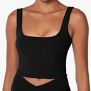 Sunzel Women's Double Lined Tank Top, Sleeveless Square Neck Crop Top, Yoga & Fitness Fitted Workout Casual Activewear Shirt (Small)