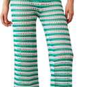 Verdusa Women's Hollow Out Crochet Knit Striped High Waist Swimwear Cover Up Pants (L)