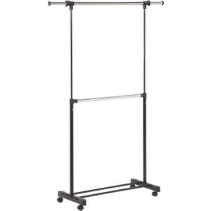 Honey-Can-Do Adjustable Rolling Metal Double Clothes Rack GAR-09375 Chrome, 30 lbs