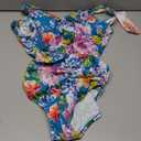 BIMEI Women's One Piece Mastectomy Swimsuit Pocketed Swimwear (Large, Blue)