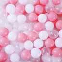 Pink Ball Pit Balls for Girls Kids, Pool Toys Thicken Soft Plastic Balls for Ball Pit BPA Free Toddler Toy White Clear and Pink 100pcs