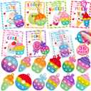 Jumlys Valentines Day Cards for Kids School, 36 Pack Dessert Pop Fidget Keychains Bulk, Valentine Day Party Favors for Boys Girls, Ideal Exchange Cards for Classroom