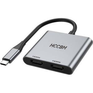 USB C to Dual HDMI Adapter, Dual Monitors Adapter USB C Hub with 2 HDMI Docking Station 4K @60hz for Laptop HP Dell Surface Thinkpad