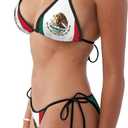 Puerto Rico Flag Bikini Women Two Piece Swimsuit Sexy Swimwear Halter String Triangle Bikini Sets (White,XXL)