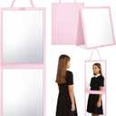 Foldable Travel Portable Full Length Mirror, Dance Bag Hanging Mirror, Full Body Mirror for Dance, Camping, Travel, Dance Competition Must Haves Backstage Folding Hanging Mirror (Pink, 33*13 Inch)