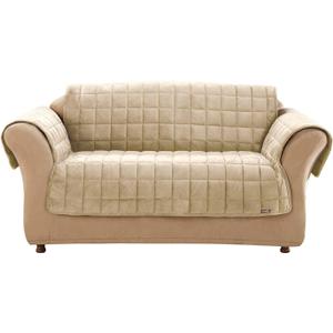 SureFit Deluxe Pet Sofa Cover Furniture Protector, Plush Mink Couch with Odor Control Pet Protector, Machine Washable Sofa Cover, Ivory Furniture Cover