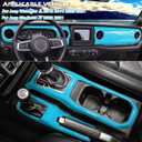ABS Center Console Gear Shift 4WD Panel & Dashboard & Cup Holder Trim 4PCS Cover Trim Interior Accessories for 2018-2024 Jeep Wrangler JL JLU & Gladiator JT (Light Blue)