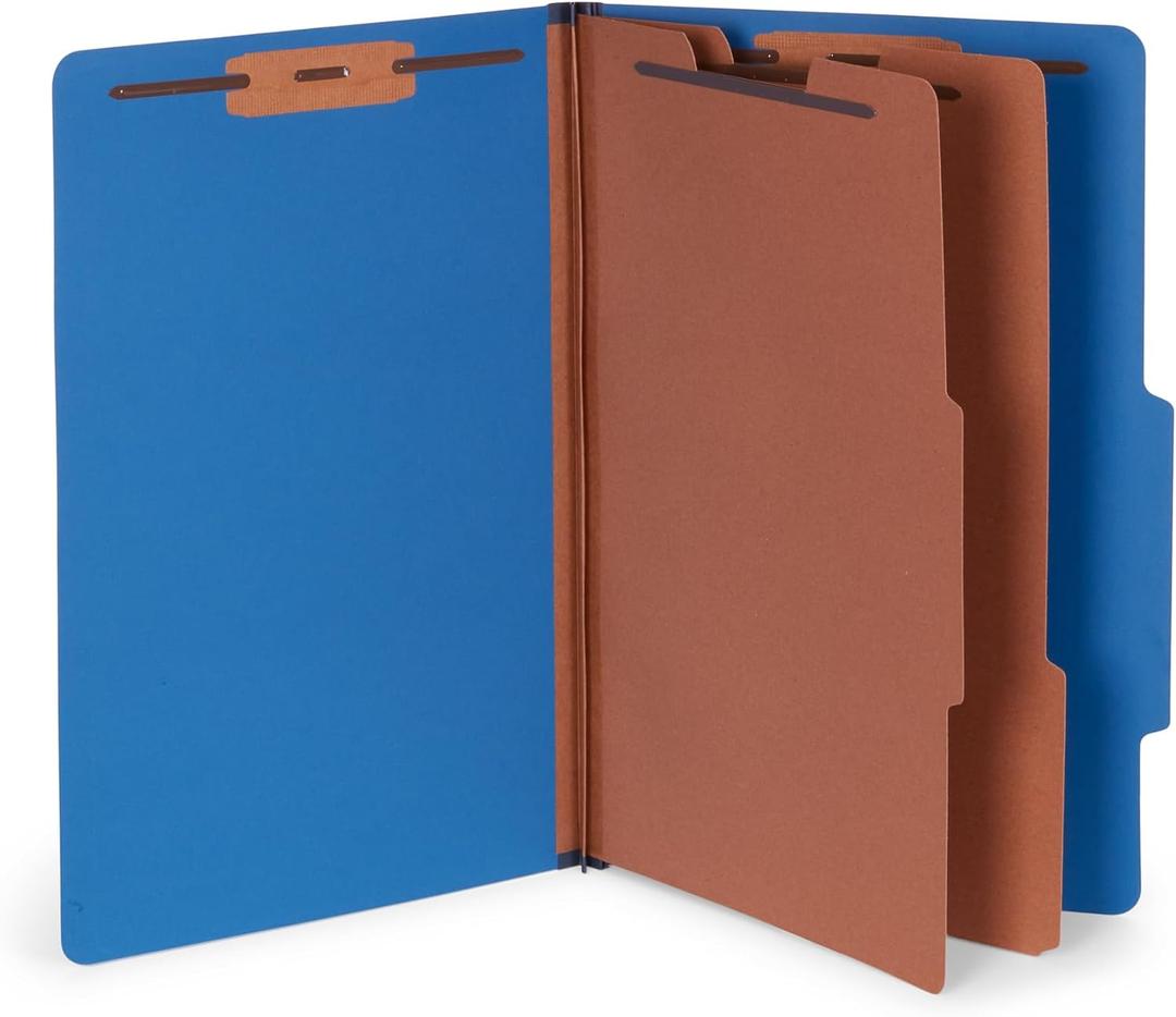Blue Summit Classification Folders, Legal Size, 2 Dividers, Dark Blue  10 Pack