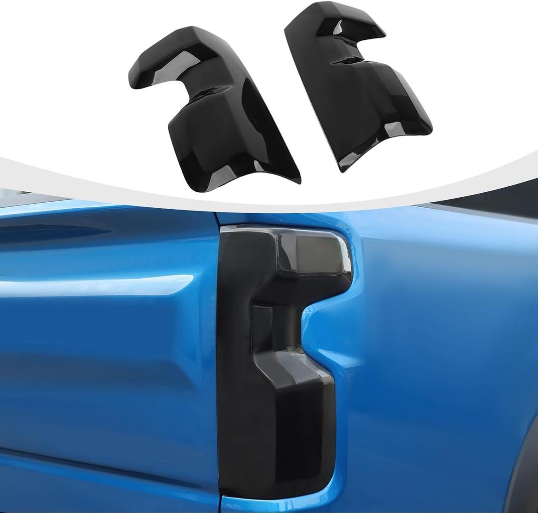 RAZPOY for Silverado Tail Light Covers, 2PCS Smoked Rear Taillight Lamp Guards Trim Compatible with 2019-2024 Chevy Silverado Exterior Accessories, Smoke Black