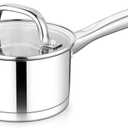 TeamFar 1 qt Saucepan, Stainless Steel Small Sauce Pan & Lid with Tri-ply Bottom for Cooking/Boiling/Stewing, For Induction/Gas/Electric, Non-Toxic & Heavy Duty, Straight Side & Dishwasher Safe