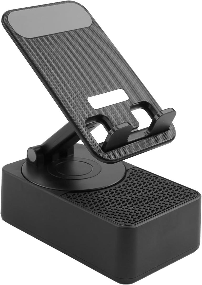 Wireless Induction Bluetooth Speaker Stand, 3 in 1 Foldable Cell Phone with Induction Speaker/Atmosphere Light/Anti-Slip Base, Stand Wireless Audio Stand with 360 Rotation Foldable Dock