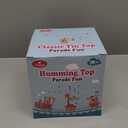 Beeqoo Humming Top Tin Spinning Top for Baby 18 Months and up, Classic Retro Toys for Toddler, Pump Spinner with Base, Parade Fun 7.9” Large Size