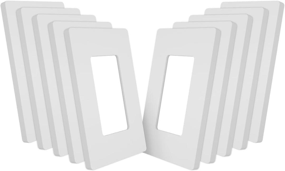 MORNING GROUP Matte Finish Single Decorator Switch Cover, 1-Gang Screwless Wall Plate, 4.53" H x 2.75" L, Polycarbonate Thermoplastic, UL Listed, White, 10 Pack