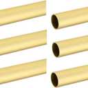 6-Case Pack Long Round 1-5/16" Diameter Wardrobe Closet Tubing Rods Application Clothes Hanging - 96 Inch Length Matte Brass