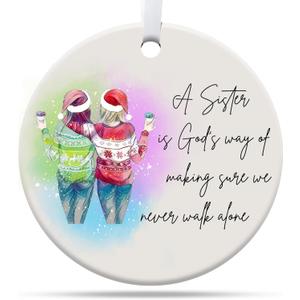 5 x Gifts for Sisters from Sisters, Sister Ornament 2025, Sister Gifts for Friends Women, Ceramic Ornament