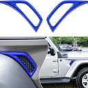 Bonbo 2PCS Exterior Accessories Wheel Eyebrow Side Air Conditioning Vent Outlet Cover Trim for Jeep Wrangler JL JLU Sports Sahara Freedom Rubicon Unlimited Gladiator JT 2018-2023 (Blue)