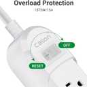 CALIONLTD Outdoor Power Strip Weatherproof - IPX6 Waterproof 24.6ft Extension Cord 3 Widely Outlets Overload Protection Shockproof Flat Plug Wall Mountable for Outdoor Indoor ETL,White