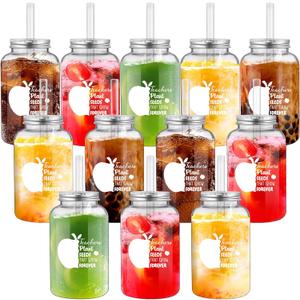 12 Pcs Employee Appreciation Gifts 18 oz Plastic Cup with Airtight Lids and Straws Valentine Thank You Favors for Coworkers Teacher Staff(Teacher Theme)