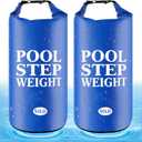 2Pcs Blue Pool Step Weights, 50LB PVC Waterproof Swimming Pool Ladder Weights Sand Bags Foldable Pool Stair Weights for In Ground and Above Ground Pools